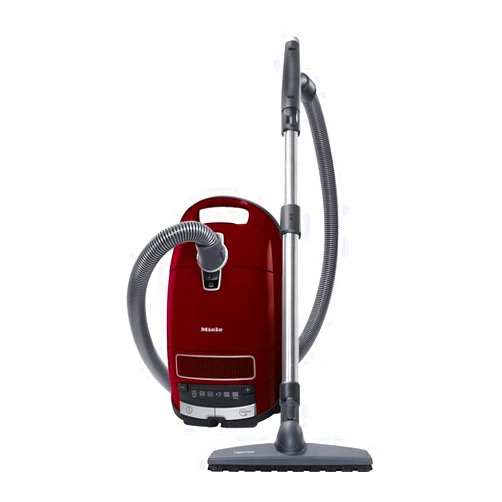 Miele Complete C3 Limited Edition Bagged Canister Vacuum Cleaner with AirClean System, AllTeQ Universal Floorhead, and Parquet Twister Floorbrush, in Tayberry Red