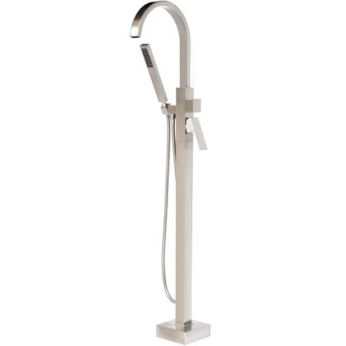 RIGOBAL Freestanding Tub Fillers Brushed Nickel Floor Mounted Bathtub Faucets Mount Faucet Fillers LLGG High Flow Rate 11.9GPM Bathroom Metal With Handheld Shower RIGOBAL