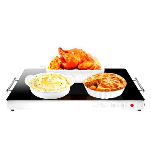 Chefman Electric Warming Tray with Adjustable Temperature Control, Perfect For Buffets, Restaurants, Parties, Events, and Home Dinners, Glass Top Extra Large 21” x 16” Surface Keeps Food Hot – Black