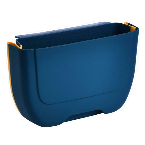 NEEMAY Small Hanging Folding Trash Can, 3.0 Liters, Lake Blue, Plastic and Silicone, 5.9 x 9.84 x 3.37 in