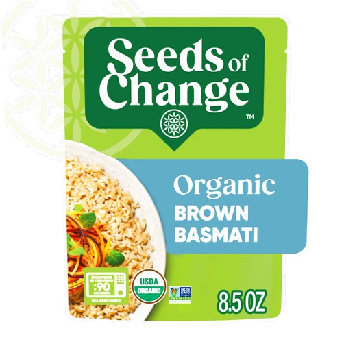 SEEDS OF CHANGE Certified Organic Brown Basmati Rice, Organic Food, 8.5 OZ Pouch