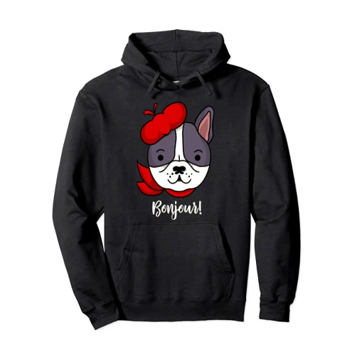 Lustiges Hunde Geschenk Motiv Mann Frau Kind Frenchie - French Bulldog - France Bonjour Paris Pullover Hoodie