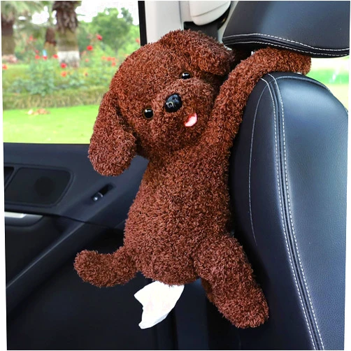 Seemehappy Elephant Tissue Box Cover Plush Tissue Box Holder for Car, Home, Decorative Holder/Organizer for Bathroom Vanity Countertop, Nightstands, Office Desk-Dog