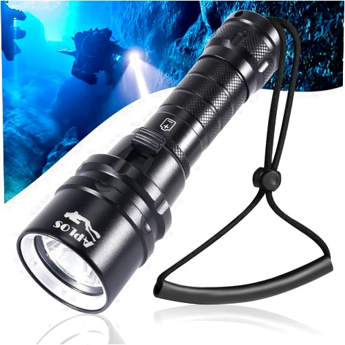 APLOS AP20 Scuba Dive Light - 2000 Lumens Scuba Diving Flashlight, IPX8 Waterproof Underwater Torch with Rechargeable Battery and Charger