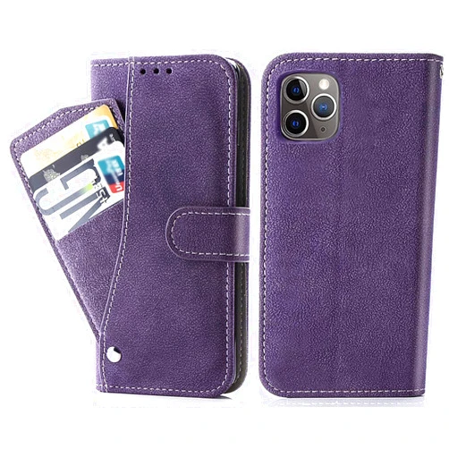 GHFHSG Wallet Case for iPhone 14/14 Plus/14 Pro/14 Pro Max, Luxury PU Leather Magnetic Folio Flip Phone Cover with Card Holder Stand Function TPU Soft Inner Case (Color : Purple, Size : 14ProMax)
