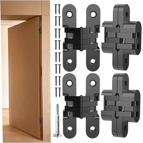 Suemisi Invisible Door Hinge, Concealed Hinges for Cabinet Doors and DIY Box Zinc Alloy Furniture Hinges and Table Hinge 180 Degree Hinge (4, 0.51
