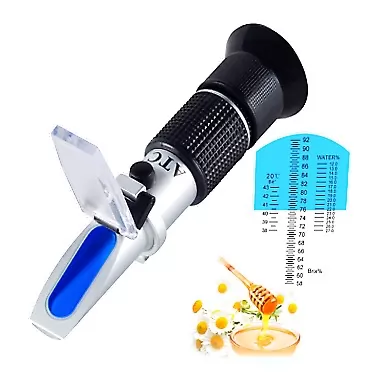Tiaoyeer Honey Refractometer with ATC - Tiaoyeer Refractometer for Honey Moisture, Brix and Baume, 58-90% Brix Scale Range Honey Moisture Tester (Honey Refractometer)