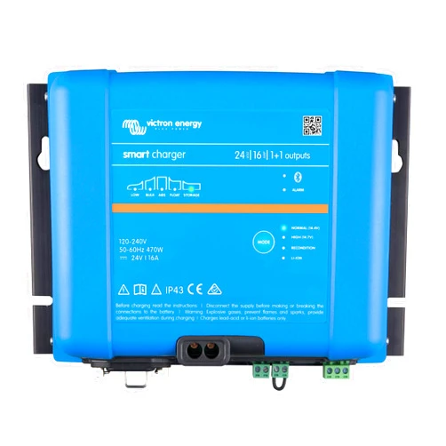 Victron Energy Smart IP43 24-Volt 16 AMP 120-240VAC, (1+1) Output Battery Charger with Bluetooth