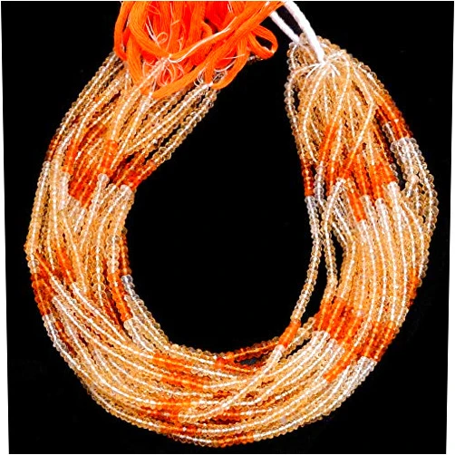 Jaipur Gems Mart AAA Citrine 3mm-4mm Rondelle Faceted Beads| 13inch Strand | Natural Deep Yellow Citrine Semi Precious Gemstone Shaded Beads - AAA Quality