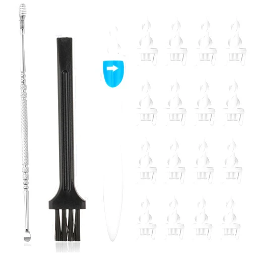 Prasacco 19 Pieces Ear Wax Removal Tool, 3 in 1 Q-Grips Ear Wax Remover with 16 Replacement Reusable Soft Silicone Tips for Cleaner Earwax Ear Wax Removal Kit Ear Cleaner for Adults and Kids