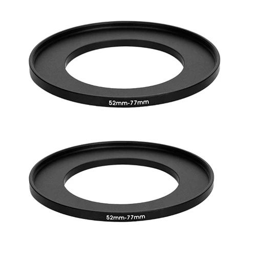 Fotasy (2 Pcs) 52-77MM Step-Up Ring Adapter, 52mm to 77mm Step Up Filter Ring, 52 mm Male 77 mm Female Stepping Up Ring for DSLR Camera Lens and ND UV CPL Infrared Filter, Model Number: FR5277