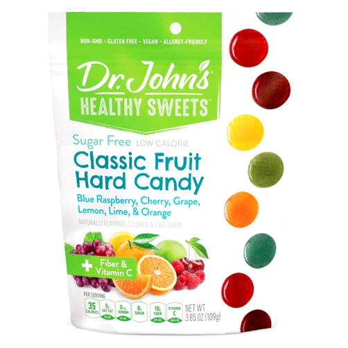 Dr. John's Healthy Sweets Dr. John’s Sugar Free Candy, Healthy Hard Candy with Zero Sugar, Low Calorie Snacks, Keto Friendly, Vegan, Gluten Free, Classic Fruit Flavors, 24 Count, 3.85 OZ