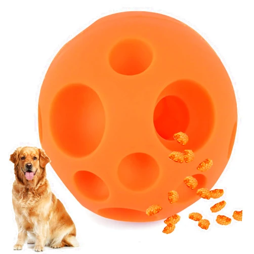 VEEBELL Dog Toy Balls, 5 Inch Treat Dispenser, Interactive Dog Toy for Food Dispensing, Chew Toys Ball for Large Medium Dogs (Orange)