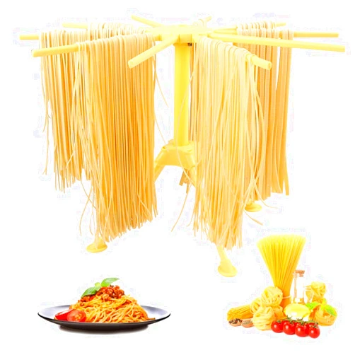 GOZIHA Pasta Drying Rack Noodle Stand with 10 Bar Handles Collapsible | Household Noodle Dryer Rack Hanging for Home Use | Spaghetti Drying Rack Noodle Stand | Easy Storage and Quick Set-Up (Yellow)