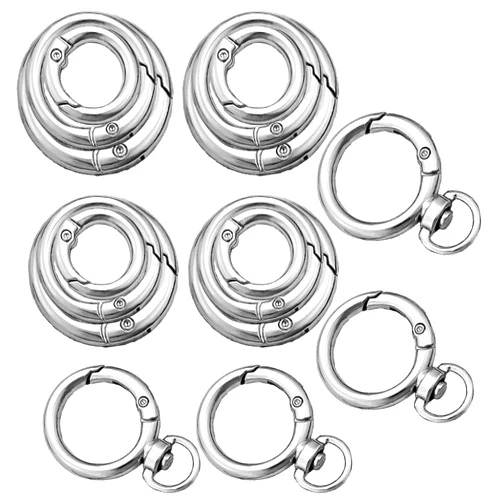 HOLAILS Round Carabiner Circle Clips Rings with Quick Release Key Ring Keychain Clips for Accessory & Keychain (16Silver)