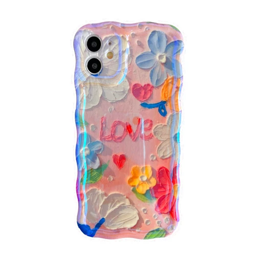 Caseative for iPhone 11 Case,Retro Flower Floral Oil Painting Compatible with iPhone Case (Pink,iPhone 11)