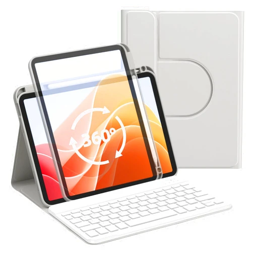 GOOJODOQ 10th Generation Case with Keyboard, iPad 10th Gen 10.9 inch 2022 Rotating Case and Detachable Bluetooth Keyboard with Pencil Holder for 10.9” 2022 Release A2696 A2757 A2777-Grey