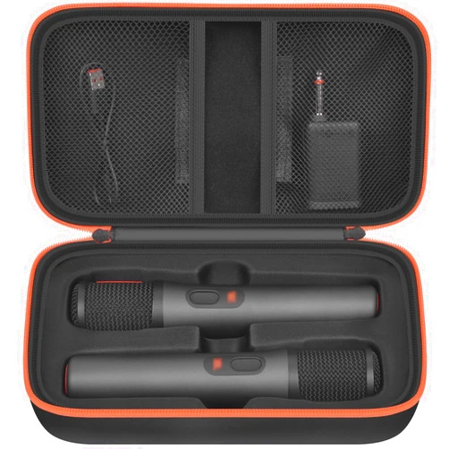 Boobowl Bluetooth Microphone Wireless Case Compatible with JBL PartyBox Wireless Mic - 2X Digital Microphones, Portable Mic Box for Rechargeable Battery, Receivers, Adapter (Bag Only)-Black