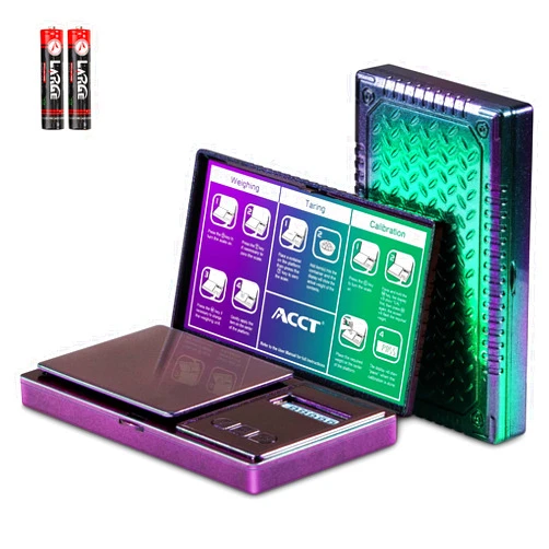 ACCT Digital Pocket Scale, 500g by 0.01g, Precision Gram Scale with Tare Scale Feature, 6 Units, Small Ounce Scale for Jewelry, Powder, Coins, Herb, Mini Scale with Battery