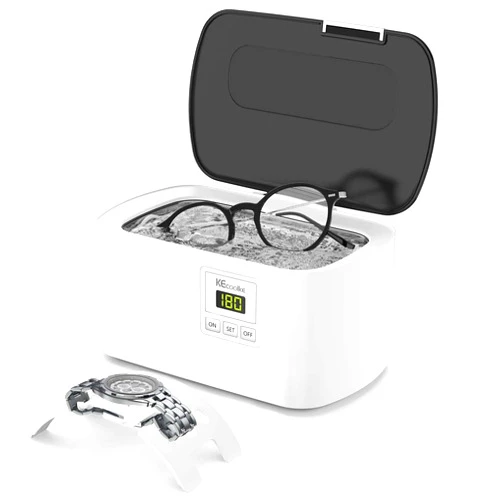 KECOOLKE Ultrasonic Jewelry Cleaner, 600ml Sonic Cleaner with Digital Timer for Eyeglasses, Rings, Coins，Silver，Denture Ultrasonic Cleaner Solution for Gifts