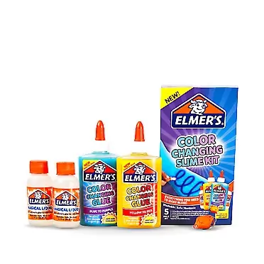 Newell Rubbermaid, Inc. Elmer's Color Changing Slime Kit | Slime Supplies Include Elmer's Color Changing Glue, Elmer's Magical Liquid Slime Activator, UV Light, 5 Piece Kit Slime Kit Blue to Purple + Yellow to Red