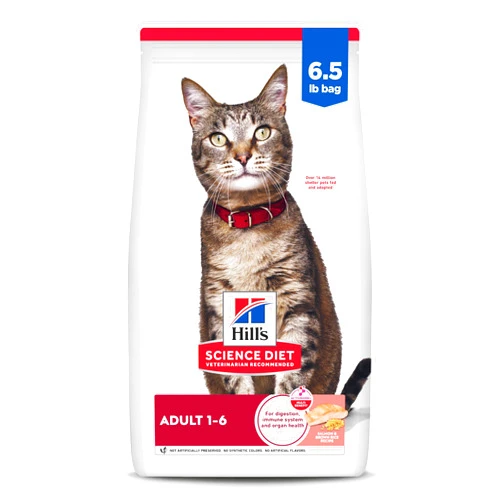 Hill's Science Diet Adult 1-6, Adult 1-6 Premium Nutrition, Dry Cat Food, Salmon & Brown Rice, 6.5 lb Bag