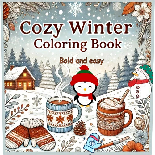 By Hanan Mohamed Ali (Author) Cozy Winter Coloring Book Bold and Easy: Fun and Relaxing Winter Scenes for All Ages to Color