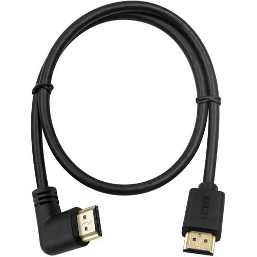 Poyiccot HDMI 2.0 Male to Male Cable 90 Degree, 2 Feet / 60cm Gold Plated High Speed HDMI Male to Male Left Angle Cable 60Hz, 4K * 2K (M/M Left)