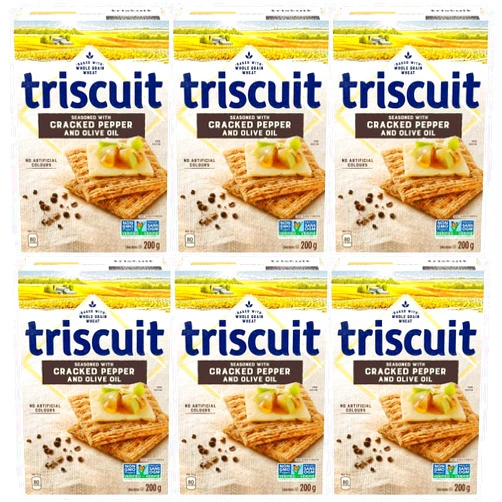 Generic Triscuit Cracked Pepper & Olive Oil Crackers, 200g/7oz (Pack of 6) Shipped from Canada