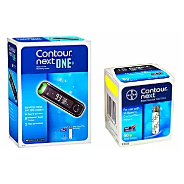 Contour Bayer Contour Next ONE Glucose Monitoring System Wireless Meter kit and Next Blood Glucose50 Test Strips