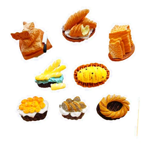 Miswee 8 pcs/Set 3D Resin Refrigerator Magnets Series Home Decor Fridge Magnetic Stickers Photo Office Message Kitchen Accessories (Country Bread Series)