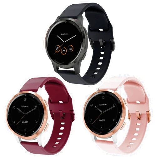 ViCRiOR 3Pack Watch Bands Compatible with Garmin Vivoactive 4S/ Venu 2S / Venu 3S/ Vivomove 3S, 18mm Soft Silicone Replacement Watch Band Wristband for Forerunner 255s/265s Women Men