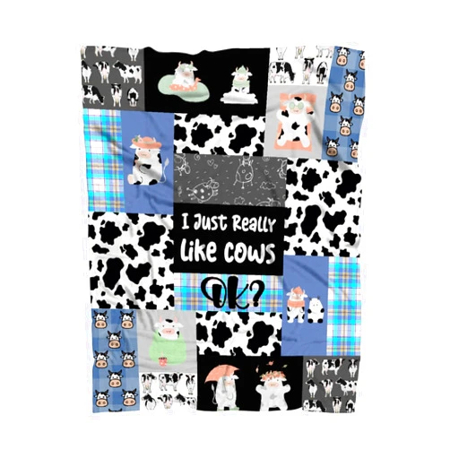 Comforzykets I Just Really Like Cows Ok？ Flannel Blanket Microfiber Lightweight Decor Soft Cozy Warm Fluffy Blanket All Season for Bed Couch Travel Beach 30''x40''