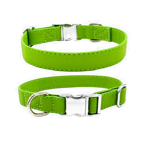 JiangYanus Leather Dog Collar with Quick Release Metal Buckle, Adjustable Heavy Duty Dog Collar for Small Medium Large Dogs (L: Adjustable 14.2-21.6