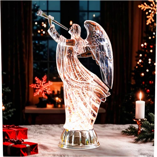 Yinns Christmas Angel Figurines, 12 Inch Light Up Angel Snow Globes, Battery Operated Christmas Angel with Swirling Glitter, Tabletop Decor for Xmas Decoration Indoor Home Party Supplies