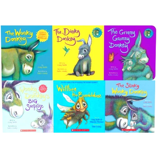 By Craig Smith (Author) Craig Smith Wonky Donkey 6 Books Collection: The Wonky Donkey, The Dinky Donkey, The Grinny Granny Donkey, Wonky Donkey's Big Surprise, Willbee the Bumblebee, The Stinky Wonky Donkey