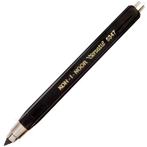 Koh-I-Noor Mechanical Hardtmuth Lead Holder with 5.6mm x 120mm Lead, Black with Clip, 1 Each (5347PN1005KK)