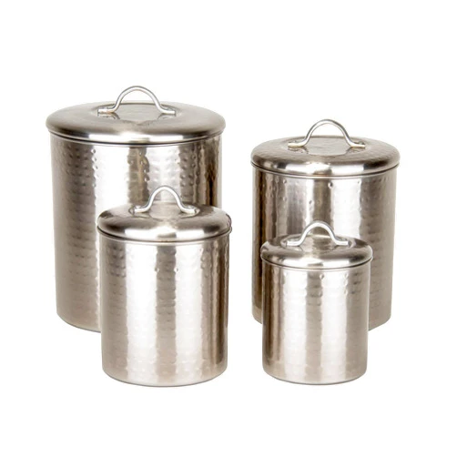 Old Dutch International Old Dutch 4 Piece Hammered Brushed Nickel Canister Set
