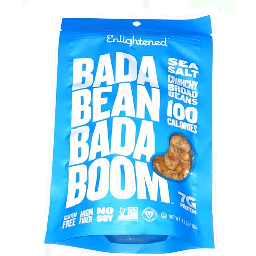 Enlightened Bada Bean Bada Boom Crunchy Broad Beans 4.5oz - 3 Bags (BADA BEAN SEA SALT 4.5oz 3PK)