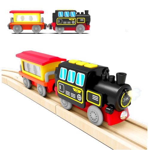 Z MAYABBO Battery Operated Locomotive Train, Magnetic Train Toy for Wooden Tracks, Motorized Train Compatible with Thomas, Brio, Chuggington, Melissa and Doug (Battery Not Included)