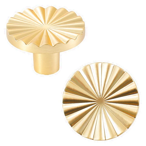 AOBITE 6 Pack Gold Cabinet knobs Kitchen Cabinet Pulls with Vintage Cupboard Drawers Hardware Dresser Drawer Handles Kitchen Cabinet Handles (Single Hole, 6 Pack, Brushed Gold)