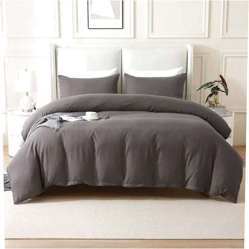 NOKOLULU Duvet Cover Queen Size - 3 Piece Duvet Cover Set (1 Comforter Cover & 2 Pillowcases) Soft Lightweight Washed Microfiber - Luxury Vintage Bedding Set with Zipper & Ties (Dark Gray, 90