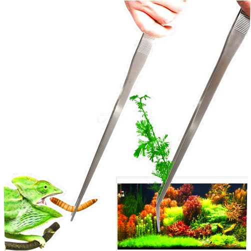 DXOBAY 2Pcs 18.9 inch Extra Long Tweezers for Salt & Fresh Water, Heavy Duty Reptile Feeding Tongs for Aquarium & Terrarium, Large Metal Snake Feeding Tongs, SUS 304 Stainless Steel Tweezers
