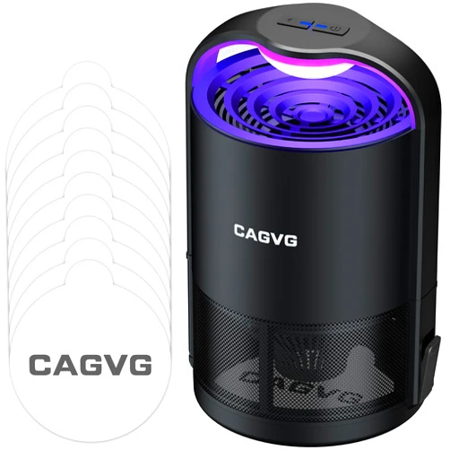 CAGVG Fly Trap Indoor, Fruit Fly Traps for Indoors Flying Insect Gnat Traps for House Indoor with Adjustable Lighting, Bug Zapper Indoor, Gnat Killer Catcher with 10 Refills （Black）