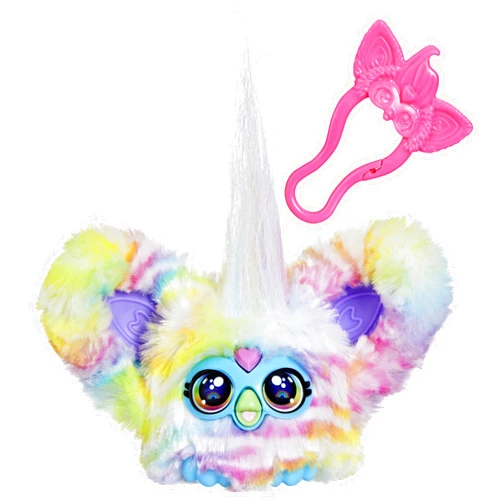Furby Furblets Zee-Bah Mini Friend, Electronic Plush Toys for Girls & Boys 6+, Rainbow Zebra, Speaks Furbish & Plays Music, Series 4
