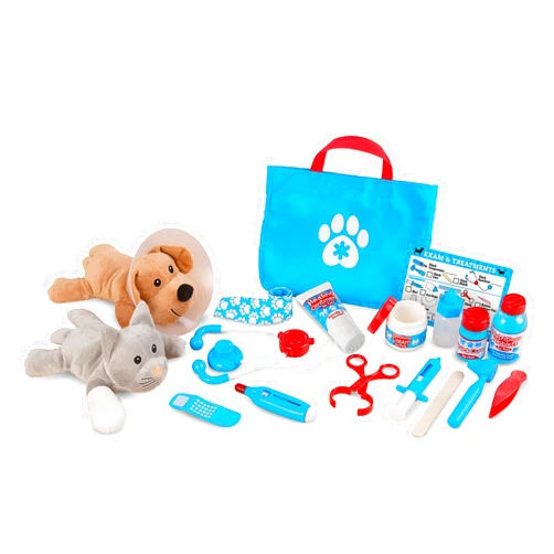 Melissa & Doug Examine and Treat Pet Vet Play Set (24 pcs) - Kids Veterinary Play Set, Veterinarian Kit For Kids, STEAM Toy, Pretend Play Doctor Set For Kids Ages 3+