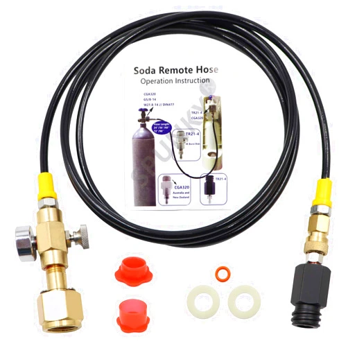 MONKEMON Upgrade CGA320 to TR21-4 Soda maker Co2 Tank Cylinder Direct Adapter with 60 inches High-Pressure Hose, Soda Maker direct Connector for Soda Club (Gauge and bleed valve) adapte with fizzi/onetouch/jet