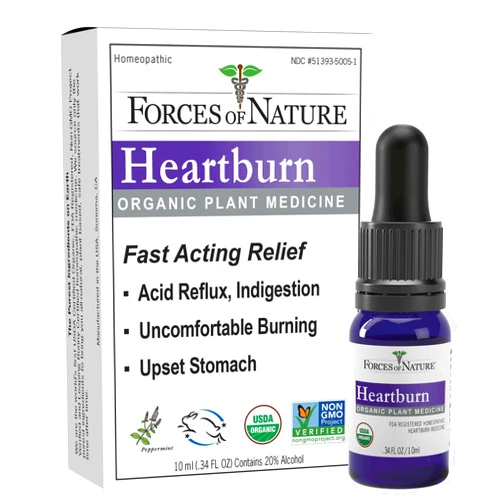 Forces Of Nature – Natural, Heartburn & Acid Indigestion Relief (10ml) Non GMO, Safe Relief for Symptoms of GERD, Sour & Upset Stomach, Pressure and Bloating, Gas, Burning and Sour Acid burps