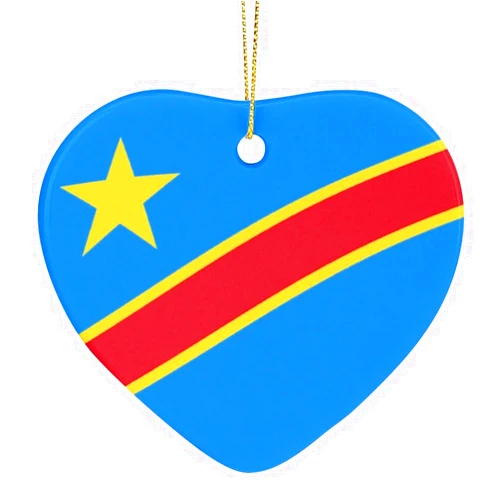 Calculay Congo (DRC) Flag Can Hang Pendant Christmas Tree Decoration Suitable for Christmas/Party/Home/mall/School/Restaurant Decoration 7.5x7cm