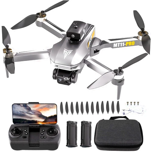 TizzyToy Brushless Motor Drone - 4K Camera Drones for Adults - FPV Foldable RC Quadcopter with Carrying Bag,40-min Flight Time,90° Adjustable Lens,One Key Take Off/Land,360° Flip,Christmas Gifts for beginners - Sliver